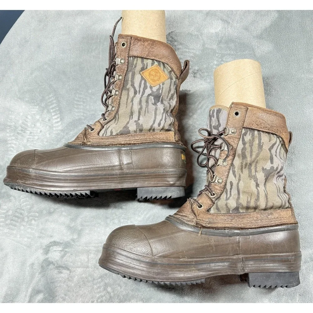 Vintage Red Ball Boundary Boots Mens Size 9 Brown Camo Waterproof Snow Insulated